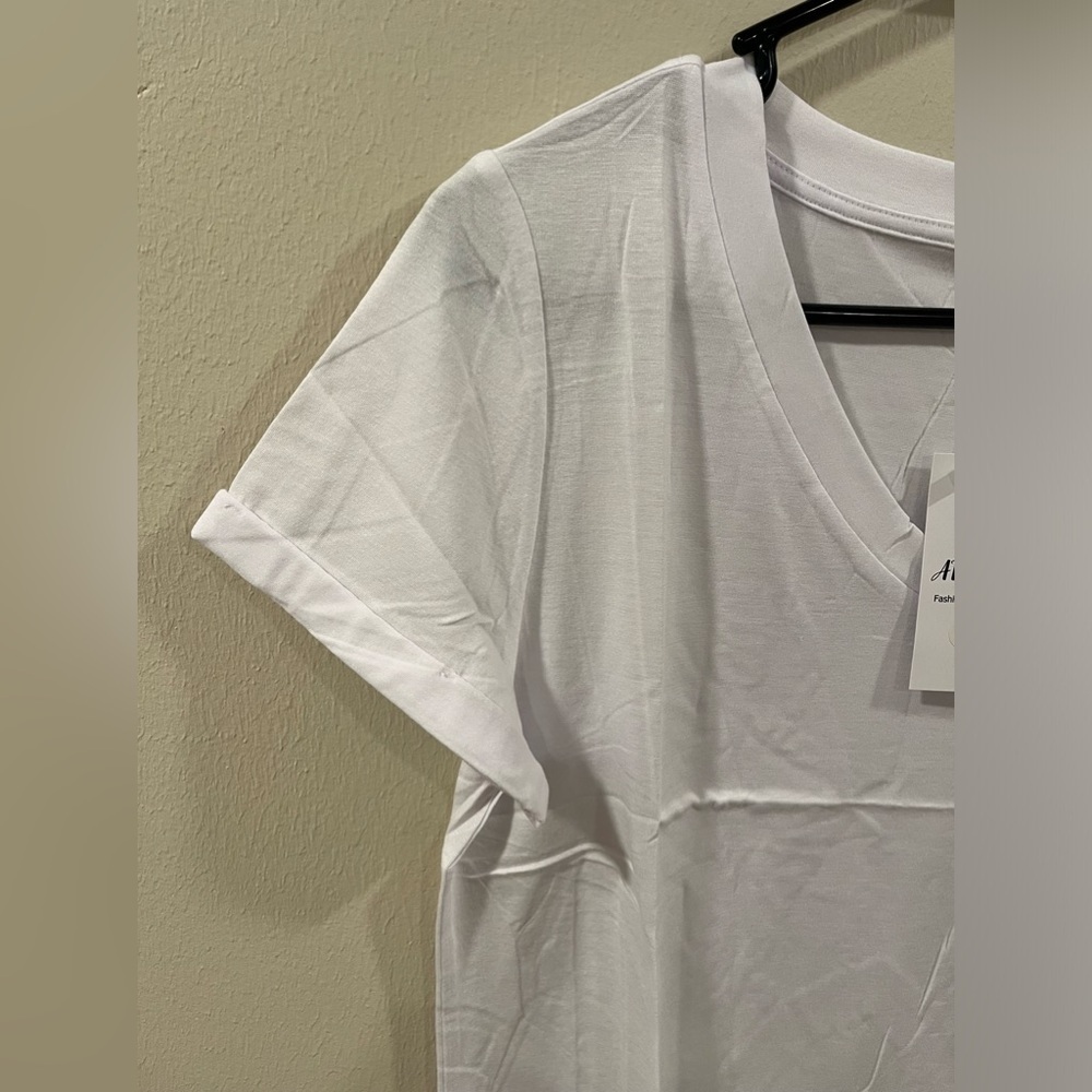 White V-Neck Shirt - Picture 3 of 6